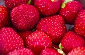 Nam! Tuoreita mansikoita! Tosin makrokuvauksesta hyvin säälittävä yritys.